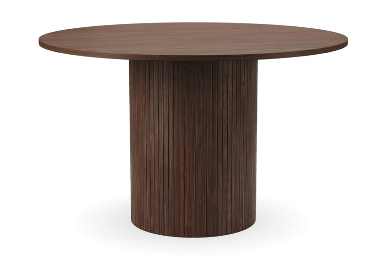 Kopparbo Rundt Spisebord 120 cm for 6 personer med 4 Lucy Spisestoler - Mørkebrun / Hvit Bouclé / Metallben Svart - Møbler - Bord - Spisegruppe