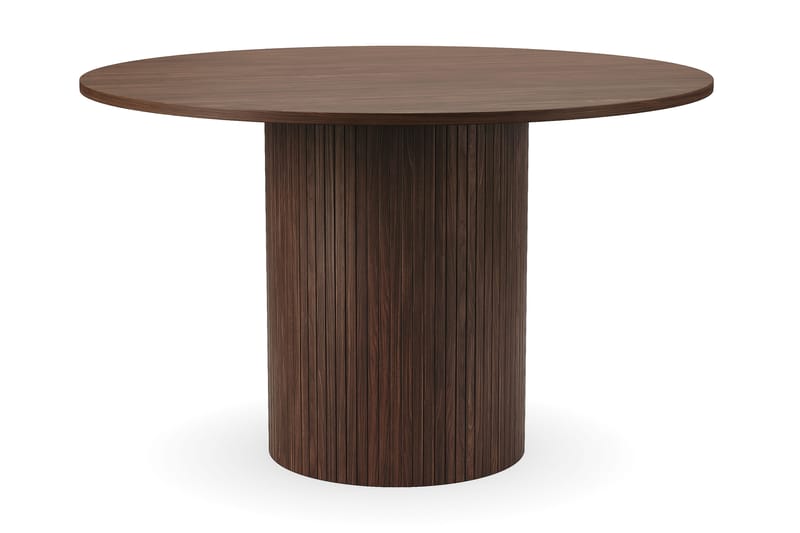 Kopparbo Rundt Spisebord 120 cm for 6 personer med 4 Katy Spisestoler - Mørkebrun / Hvit Bouclé / Metallben Svart - Møbler - Bord - Spisegruppe