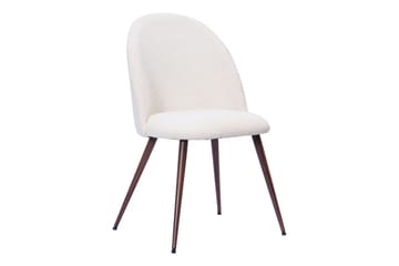 Kopparbo Rundt Spisebord 120 cm for 6 personer med 4 Nibe Plus Spisestoler - Mørkebrun / Hvit Bouclé / Metallben Valnøtt - Møbler - Bord - Spisegruppe
