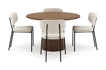 Kopparbo Rundt Spisebord 120 cm med 4 Gemmiano Stoler - Mørkebrun - Møbler - Bord - Spisegruppe