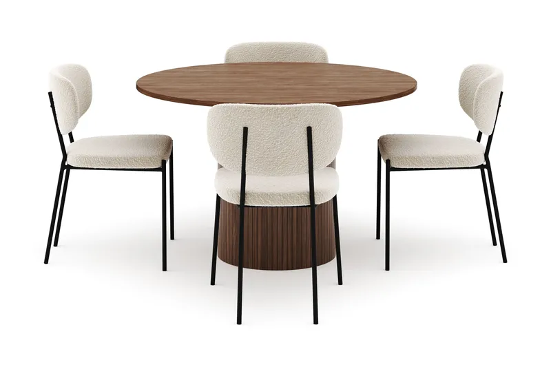 Kopparbo Rundt Spisebord 120 cm med 4 Gemmiano Stoler - Mørkebrun - Møbler - Bord - Spisegruppe
