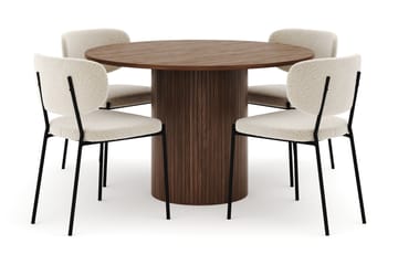 Kopparbo Rundt Spisebord 120 cm med 4 Gemmiano Stoler - Mørkebrun - Møbler - Bord - Spisegruppe