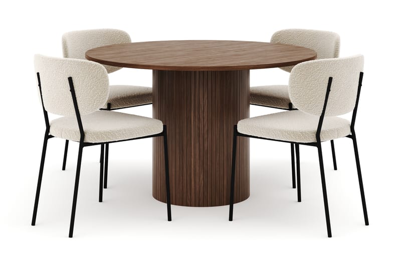 Kopparbo Rundt Spisebord 120 cm med 4 Gemmiano Stoler - Mørkebrun - Møbler - Bord - Spisegruppe