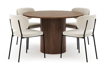 Kopparbo Rundt Spisebord 120 cm med 4 Gemmiano Stoler - Mørkebrun - Møbler - Bord - Spisegruppe