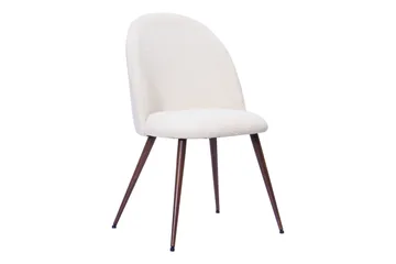 Kopparbo Rundt Spisebord 120 cm med 4 Nibe Plus Spisestoler - Mørkebrun / Hvit Bouclé / Metallben Valnøtt - Møbler - Bord - Spisegruppe