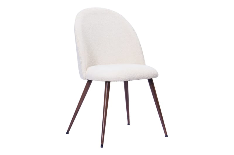 Kopparbo Rundt Spisebord 120 cm med 4 Nibe Plus Spisestoler - Mørkebrun / Hvit Bouclé / Metallben Valnøtt - Møbler - Bord - Spisegruppe