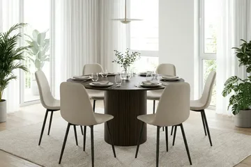 Kopparbo rundt spisebord 130 cm finér - Røkt eik - Møbler - Bord - Spisebord & kjøkkenbord