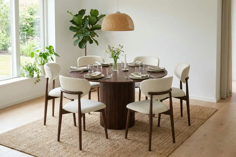 Kopparbo rundt spisebord 130 cm finér - Valnøtt - Møbler - Bord - Spisebord & kjøkkenbord