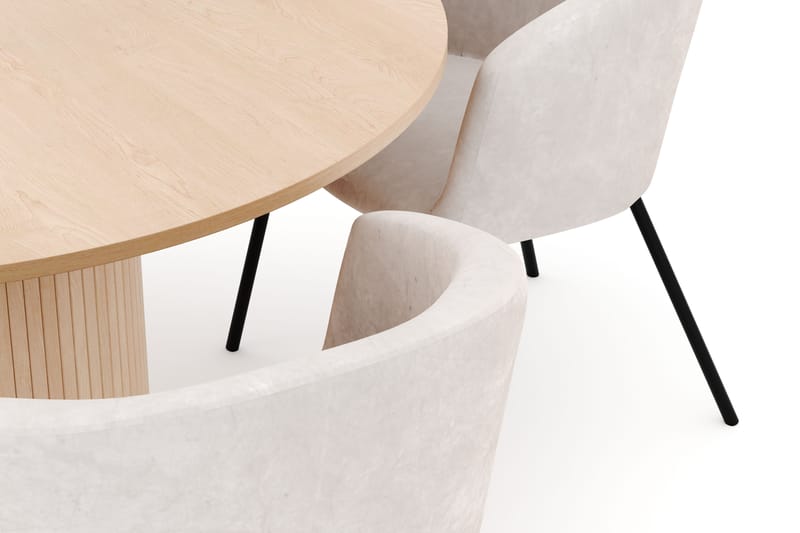 Kopparbo Rundt Spisebord 130 cm med 4 Berit Stoler - Beige - Møbler - Bord - Spisegruppe
