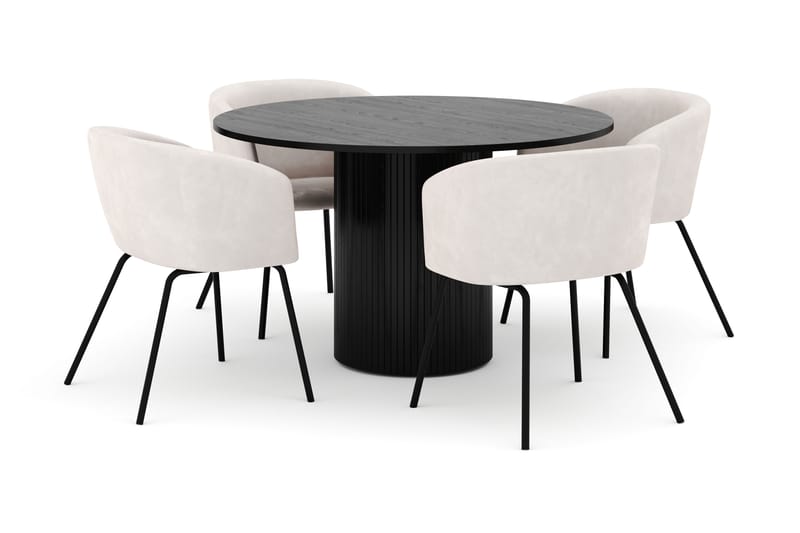 Kopparbo Rundt Spisebord 130 cm med 4 Berit Stoler - Svart - Møbler - Bord - Spisegruppe
