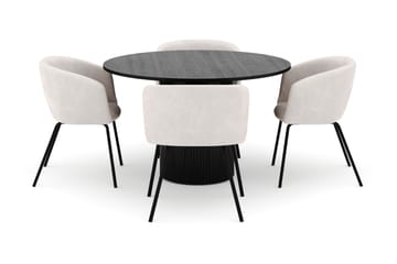 Kopparbo Rundt Spisebord 130 cm med 4 Berit Stoler - Svart - Møbler - Bord - Spisegruppe