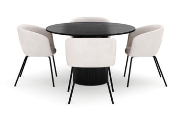 Kopparbo Rundt Spisebord 130 cm med 4 Berit Stoler - Svart - Møbler - Bord - Spisegruppe