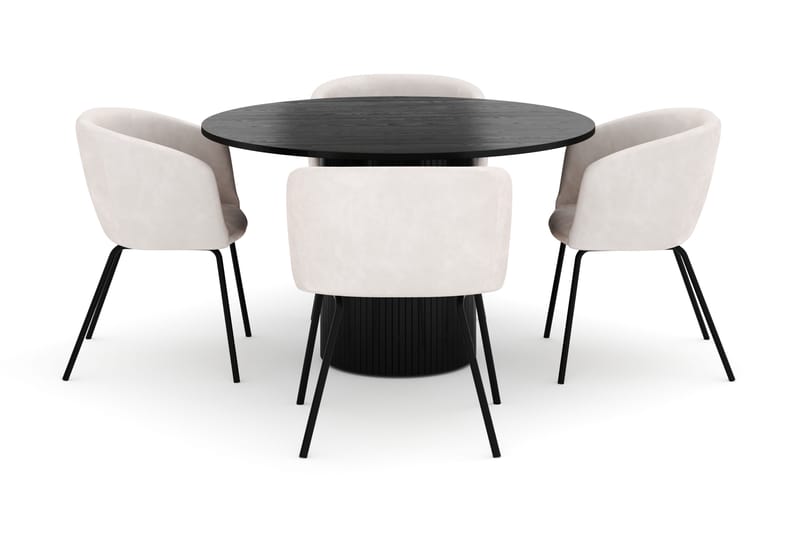 Kopparbo Rundt Spisebord 130 cm med 4 Berit Stoler - Svart - Møbler - Bord - Spisegruppe