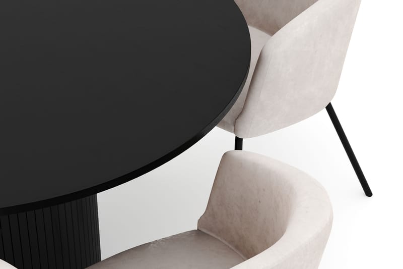 Kopparbo Rundt Spisebord 130 cm med 4 Berit Stoler - Svart - Møbler - Bord - Spisegruppe