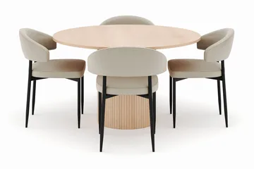 Kopparbo Rundt Spisebord 130 cm med 4 Sawako Stoler - Beige - Møbler - Bord - Spisegruppe