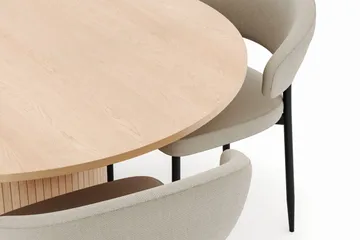 Kopparbo Rundt Spisebord 130 cm med 4 Sawako Stoler - Beige - Møbler - Bord - Spisegruppe