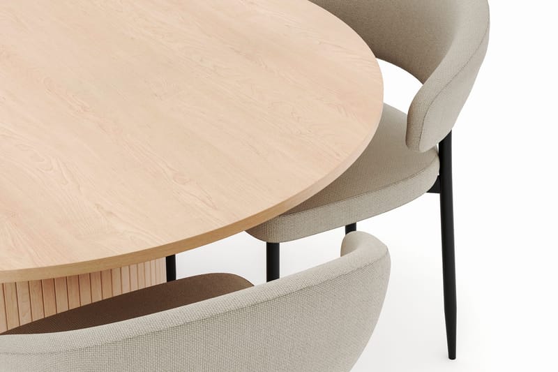 Kopparbo Rundt Spisebord 130 cm med 4 Sawako Stoler - Beige - Møbler - Bord - Spisegruppe