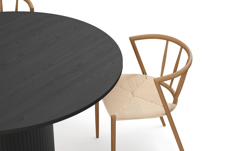 Kopparbo Rundt Spisebord 130 cm med 4 Winston Spisestoler - Svart tre / Beige / Metallben Eik - Møbler - Bord - Spisegruppe