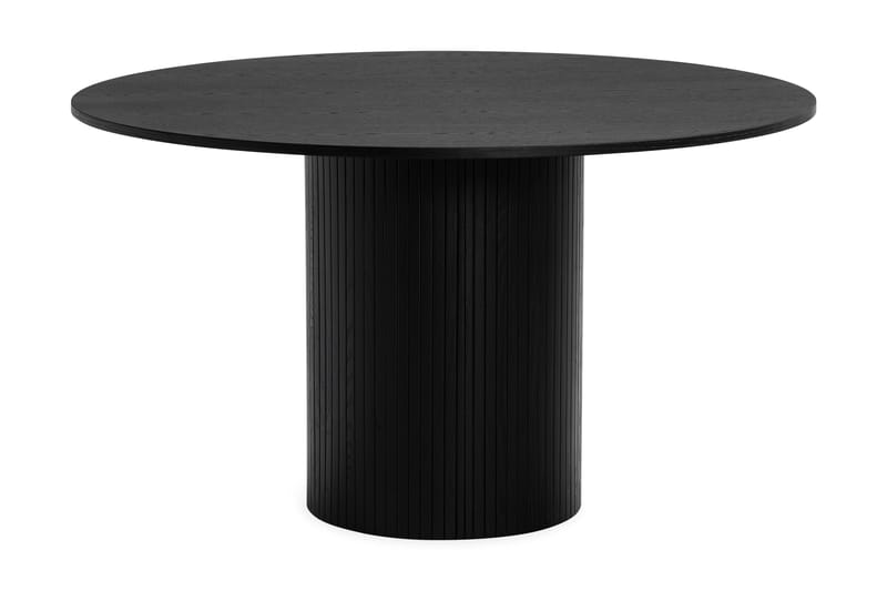 Kopparbo Rundt Spisebord 130 cm med 6 Katy Spisestoler - Svart tre / Hvit Bouclé / Metallben Svart - Møbler - Bord - Spisegruppe