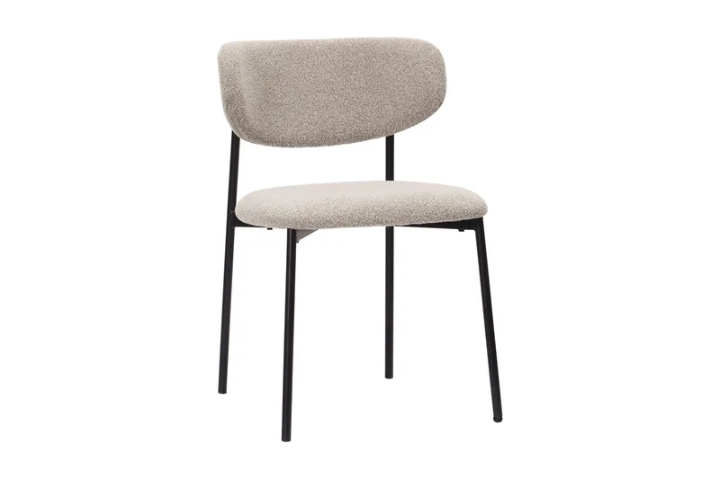 Kopparbo Rundt Spisebord 130 cm med 6 Lucy Spisestoler - Svart tre / Greige Bouclé / Metallben Svart - Møbler - Bord - Spisegruppe