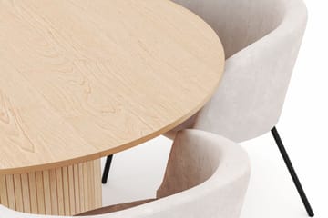 Kopparbo Rundt Spisebord 130 cm Uttrekkbart med 4 Berit Stoler - Hvit - Møbler - Bord - Spisegruppe