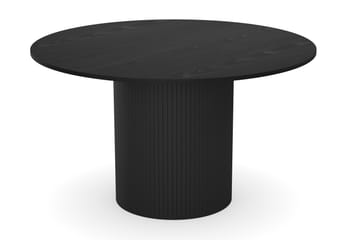 Kopparbo Rundt Spisebord 130 cm Uttrekkbart med 4 Gemmiano Stoler - Svart - Møbler - Bord - Spisegruppe