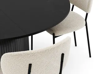 Kopparbo Rundt Spisebord 130 cm Uttrekkbart med 4 Gemmiano Stoler - Svart - Møbler - Bord - Spisegruppe