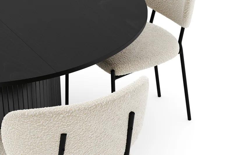 Kopparbo Rundt Spisebord 130 cm Uttrekkbart med 4 Gemmiano Stoler - Svart - Møbler - Bord - Spisegruppe