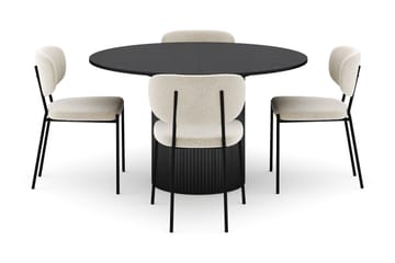 Kopparbo Rundt Spisebord 130 cm Uttrekkbart med 4 Gemmiano Stoler - Svart - Møbler - Bord - Spisegruppe