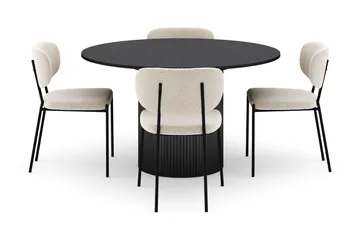 Kopparbo Rundt Spisebord 130 cm Uttrekkbart med 4 Gemmiano Stoler - Svart - Møbler - Bord - Spisegruppe