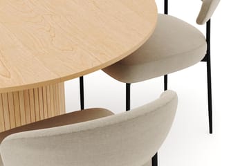Kopparbo Rundt Spisebord 130 cm Uttrekkbart med 4 Sawako Stoler - Hvit - Møbler - Bord - Spisegruppe