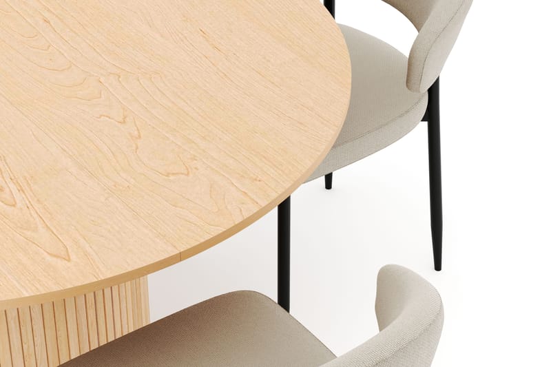 Kopparbo Rundt Spisebord 130 cm Uttrekkbart med 4 Sawako Stoler - Hvit - Møbler - Bord - Spisegruppe