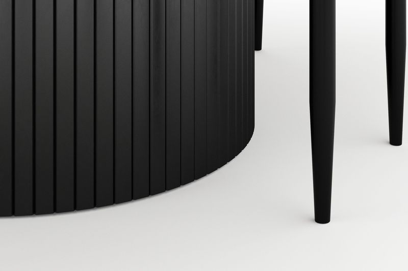 Kopparbo Rundt Spisebord 130 cm Uttrekkbart med 4 Sawako Stoler - Svart - Møbler - Bord - Spisegruppe