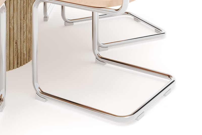 Kopparbo Rundt Spisebord 130cm Travertin-look med 6 stk Build Matstkolar - Beige - Møbler - Bord - Spisegruppe