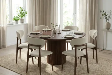 Kopparbo rundt spisebord 150 cm finér - Valnøtt - Møbler - Bord - Spisebord & kjøkkenbord