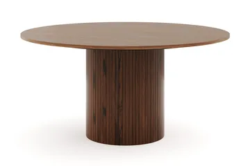 Kopparbo Rundt Spisebord 150 cm med 6 Filip Spisestoler - Valnøtt / Taupe Bouclé - Møbler - Bord - Spisegruppe