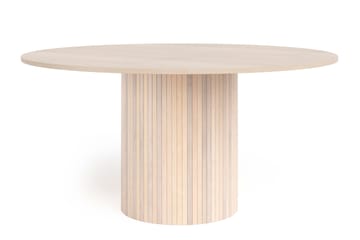 Kopparbo Rundt Spisebord 150 cm med 6 Katy Spisestoler - Hvit / Greige Bouclé / Metallben Svart - Møbler - Bord - Spisegruppe
