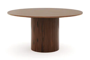 Kopparbo Rundt Spisebord 150 cm med 6 Nibe Plus Spisestoler - Valnøtt / Hvit Bouclé / Metallben Valnøtt - Møbler - Bord - Spisegruppe