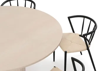 Kopparbo Rundt Spisebord 150 cm med 6 Winston Spisestoler - Hvit / Beige / Metallben Svart - Møbler - Bord - Spisegruppe