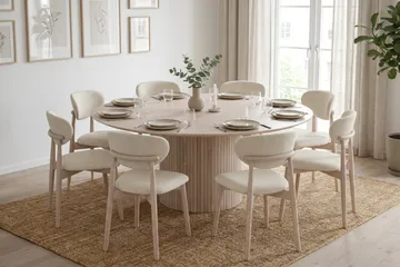 Kopparbo rundt spisebord 180 cm finér - Hvitlasert - Møbler - Bord - Spisebord & kjøkkenbord