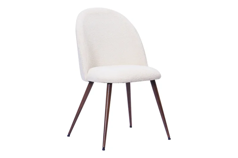 Kopparbo Rundt Spisebord 180 cm med 6 Nibe Plus Spisestoler - Valnøtt / Hvit Bouclé / Metallben Valnøtt - Møbler - Bord - Spisegruppe