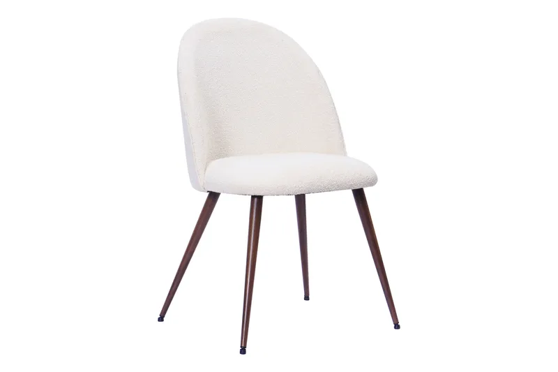 Kopparbo Rundt Spisebord 180 cm med 6 Nibe Plus Spisestoler - Valnøtt / Hvit Bouclé / Metallben Valnøtt - Møbler - Bord - Spisegruppe