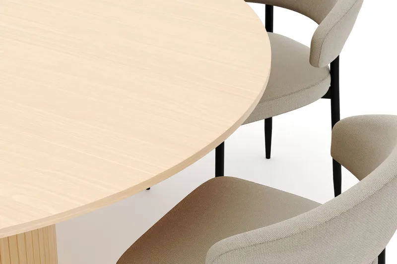 Kopparbo Rundt Spisebord 180 cm med 6 Sawako Stoler - Hvitlasert - Møbler - Bord - Spisegruppe