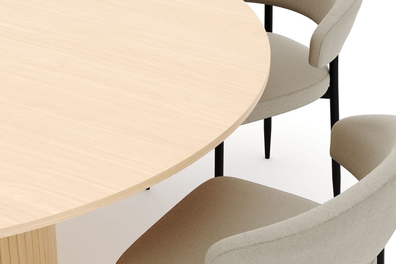 Kopparbo Rundt Spisebord 180 cm med 6 Sawako Stoler - Hvitlasert - Møbler - Bord - Spisegruppe