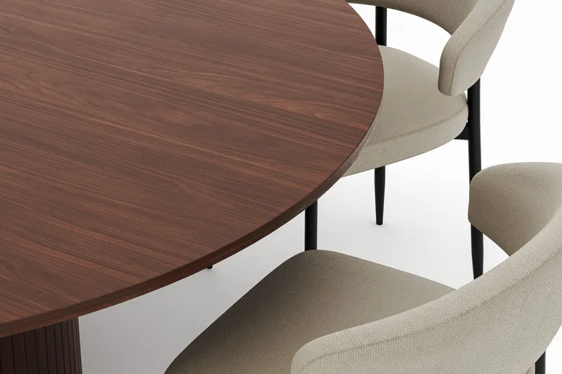 Kopparbo Rundt Spisebord 180 cm med 6 Sawako Stoler - Valnøtt - Møbler - Bord - Spisegruppe