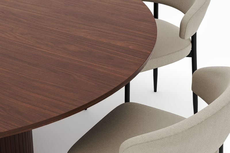 Kopparbo Rundt Spisebord 180 cm med 6 Sawako Stoler - Valnøtt - Møbler - Bord - Spisegruppe