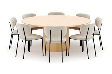Kopparbo Rundt Spisebord 180 cm med 8 Gemmiano Stoler - Hvitlasert - Møbler - Bord - Spisegruppe