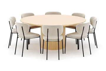 Kopparbo Rundt Spisebord 180 cm med 8 Gemmiano Stoler - Hvitlasert - Møbler - Bord - Spisegruppe