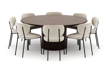 Kopparbo Rundt Spisebord 180 cm med 8 Gemmiano Stoler - Valnøtt - Møbler - Bord - Spisegruppe