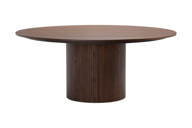 Kopparbo Rundt Spisebord 180 cm med 8 Katy Spisestoler - Valnøtt / Greige Bouclé / Metallben Svart - Møbler - Bord - Spisegruppe